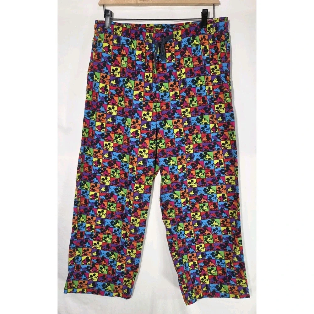 Disney Parks Mickey Mouse‎ Colorful Photo Reel Drawstring Pajama Pants Size Med
